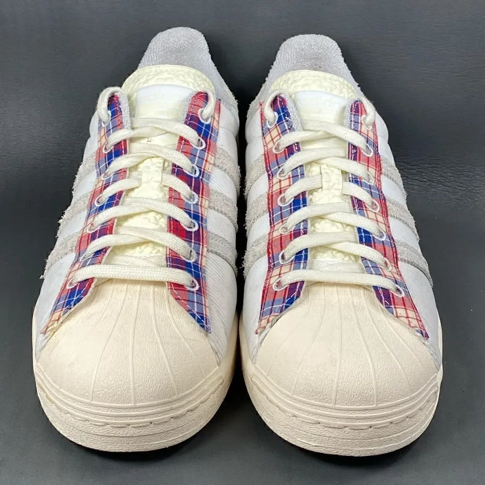 ADIDAS SUPERSTAR ‘PLAID’ WONDER WHITE Sneaker shoes mens size 11.5